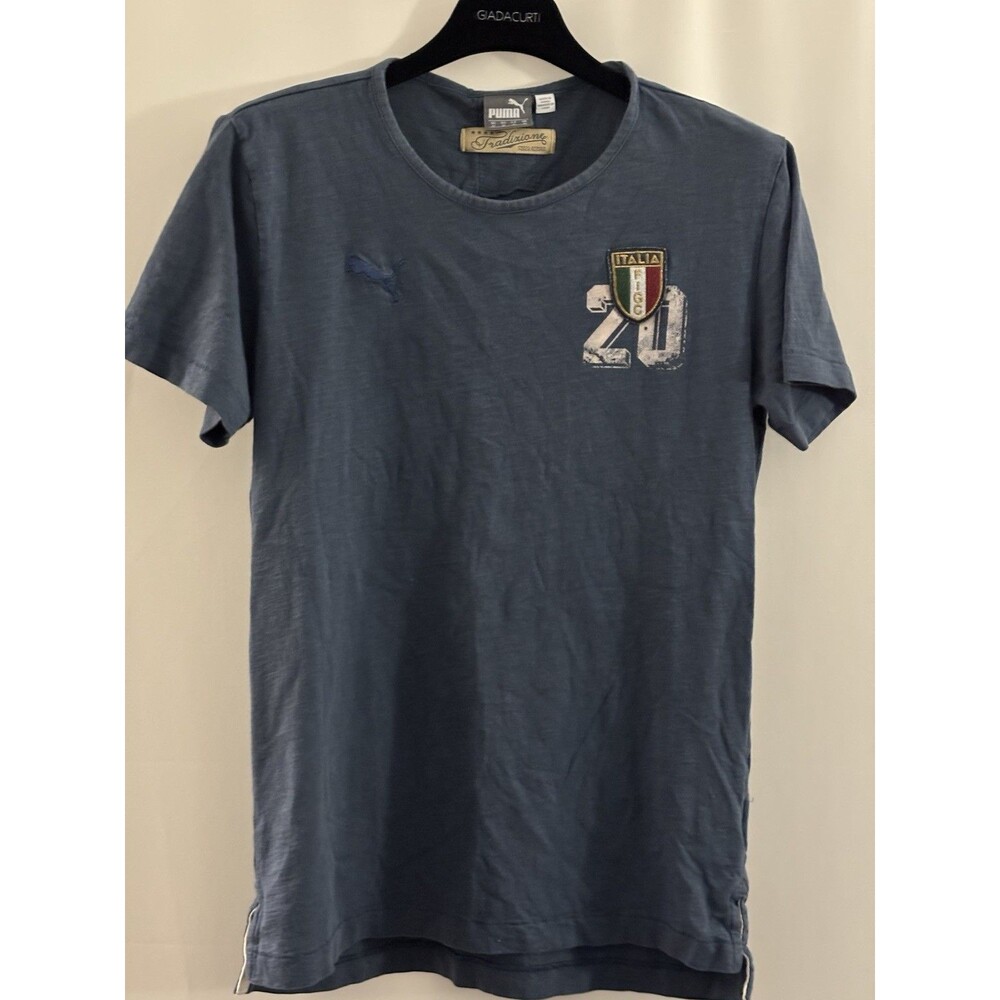PUMA FIGC Italia Azzurri #20 Football/Soccer T-Shirt Dark Blue Men SZ M EUC